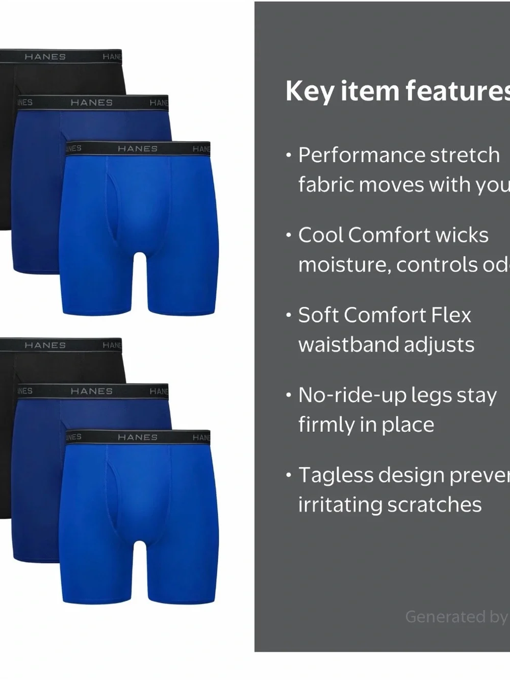 💜Hanes Men's Performance Boxer Brief Underwear Pack,Stretch,6Pack SizeSmall28-30